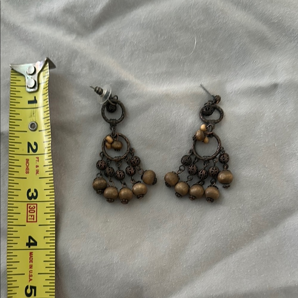 Bohemian Dangle Earrings in Brown and Gold